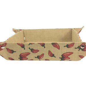 Chile Traditions Pepper Jute Collapsible Square Basket Display